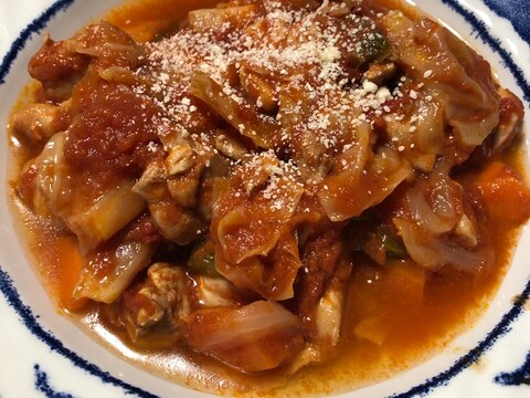 鶏モモ肉のトマト煮込み